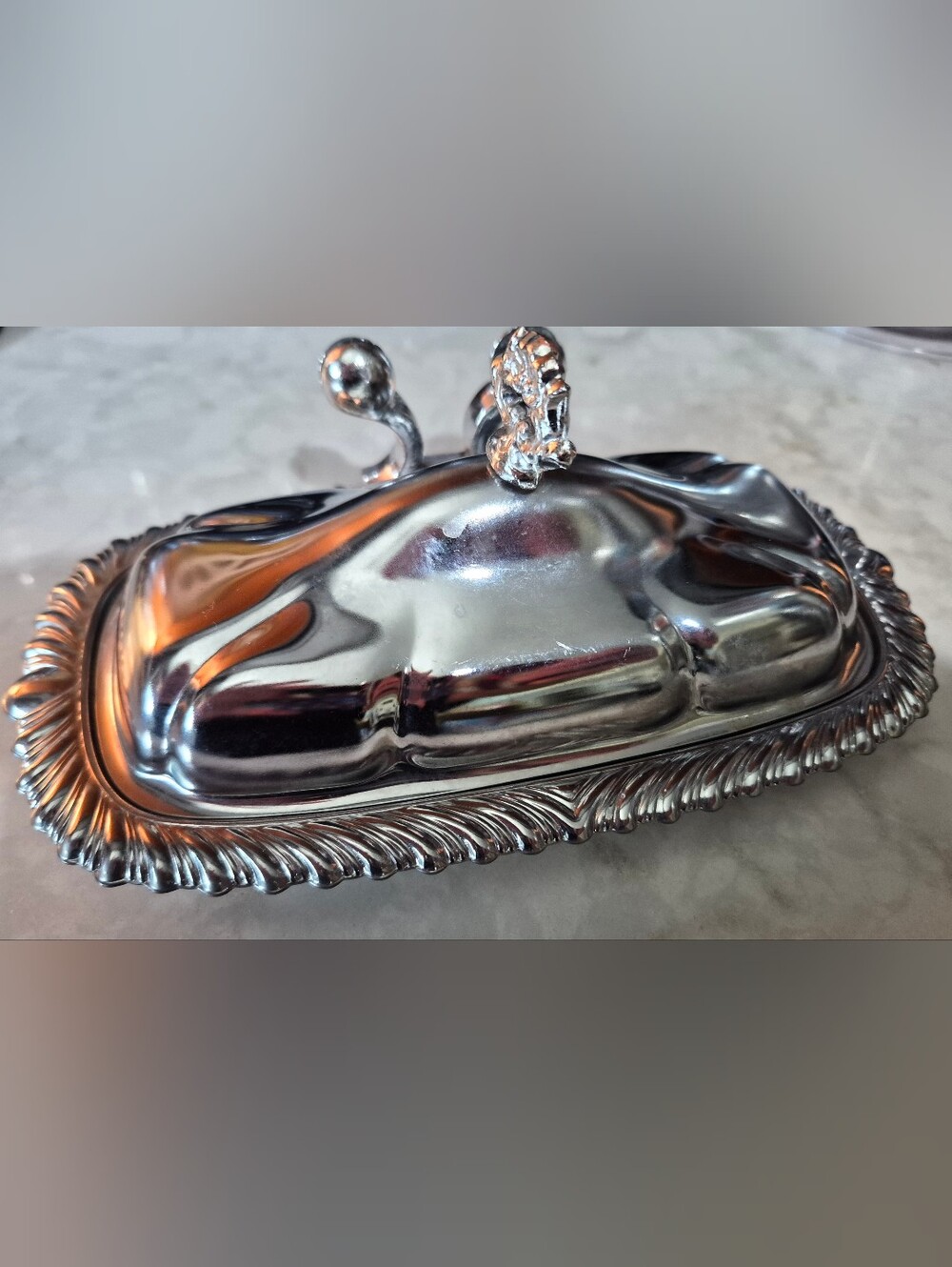 Vintage mid-Century silver-plated covered butter dish, Made By Shelton-Ware